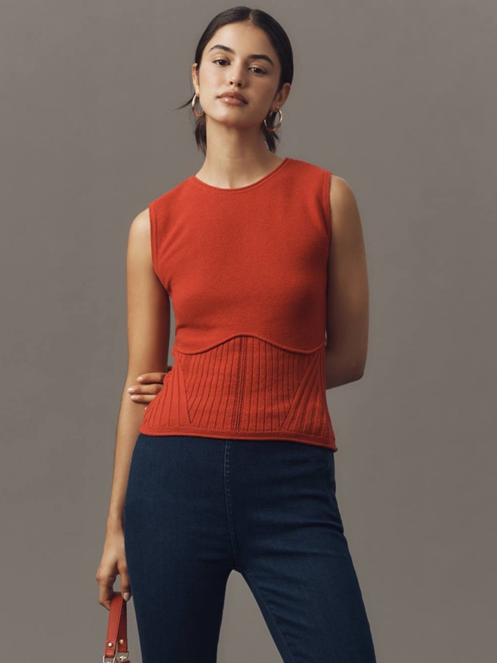 NEW Maeve Ribbed Sleeveless Sweater in Red Size 1X